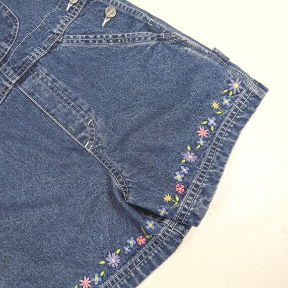Vtg Y2K Sonoma Denim Embroidered Shortalls Sz 6x - Picture 3 of 5
